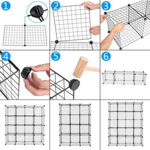 Unità di Stoccaggio Modulare a 20 Cubi, Scaffali in Metallo Multifunzionali Tipo Origami, Organizzatore con Contenitori a Griglia Metallica - Product Image 4