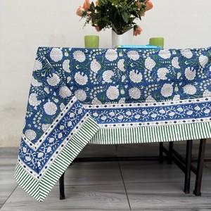 Handmade white floral <b>tablecloth</b> Pretty pink cotton design Block print cotton table cloth for Dining <b>Weddings</b> Special Occasions - Product Image 1