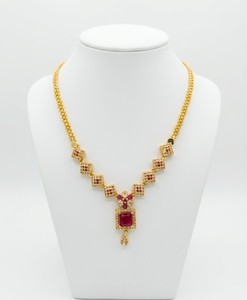 Divyoro Geometric <b>Ruby</b> Princess Short <b>Necklace</b> Gold Plated Copper Alloy Adjustable Length Classic Women's Party Wedding All - Product Image 1