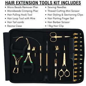 Kit d'outils professionnels pour extensions capillaires Microlinks – Pince à sertir et décolleuse de micro-perles en acier inoxydable, chargeur de perles I-Tip, crochet à boucle - Product Image 2