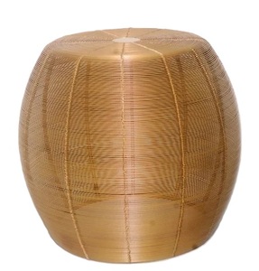 Otomana Moderna de Alambre de Hierro Negro con Tapa Blanca, Muebles Decorativos para Sala de Estar, Taburetes - Product Image 6