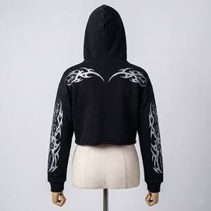 Sudadera con Capucha de Algodón Francés de Alta Calidad, 400 g/m², con Estampado Gráfico Reflectante Personalizado en la Parte Delantera, para Mujer, Invierno - Product Image 2