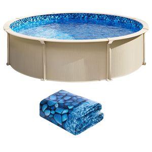 Telo di rivestimento per piscina fuori terra rotonda da 27 piedi, design Unibead, altezza parete 52 pollici, in acciaio standard per galleggianti, gommoni e cuscini - Product Image 1