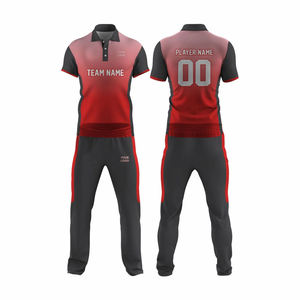 Custom Sublimated Cricket Uniform Set Blue Red Team Name Player Number Moisture Wicking <b>Athletic</b> Fit Unisex Adults All Seasons - Product Image 2