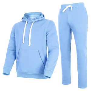 Ensemble de survêtement pour homme, 2 pièces, sweat à capuche, sweat-shirt, ensemble de sport décontracté en molleton, pour la course à pied, le jogging - Product Image 1