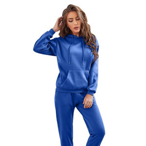 Conjunto Deportivo para Mujer 100% Algodón, Sudadera con Capucha y Pantalones Deportivos con Patrón Liso y Encaje, con Opciones de Logotipo Personalizado, Tela Gruesa y Suave para Alta Moda - Product Image 1