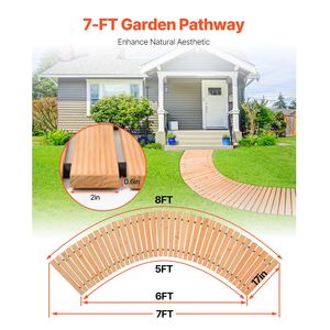 Passerella da Giardino Curva in Legno Antiscivolo 7 ft x 17 con Cavo in Acciaio per Esterni, in Cedro, per Paesaggistica e Giardino - Product Image 2