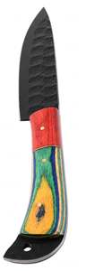 Cuchillo de Cocina Artesanal Forjado en Acero de Alto Carbono, Hoja Negra Mate Martillada, Mango de Madera Multicolor - Product Image 5