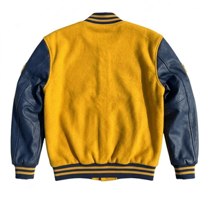 Fabricant OEM, veste de baseball bomber en cuir personnalisée de haute qualité avec broderie en chenille pour hommes, style universitaire, veste varsity courte - Product Image 2