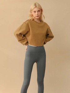 เสื้อฮู้ดดี้ผู้หญิง HG875 แขนยาว ผ้าวูลล้างสี สำหรับฤดูหนาว สไตล์สตรีทแวร์ ฟิตเนส โยคะ ออกกำลังกาย ดีไซน์มีฮู้ด ผ้ากำมะหยี่ 100% คอตตอน ยุโรป - Product Image 5