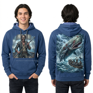 เสื้อฮู้ดดี้กราฟิกสีน้ำเงินแบบกำหนดเองสำหรับผู้ชาย พิมพ์ลายซอมบี้มอนสเตอร์ทะเล เสื้อสตรีทแวร์ผ้าฟลีซหนานุ่ม ผู้ผลิตที่ได้รับการยืนยันจากอาลีบาบา - Product Image 1