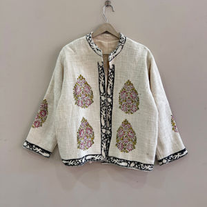 Chaqueta india hecha a mano con estampado de bloques para mujer, abrigo vintage de algodón, regalo para ella - Product Image 1