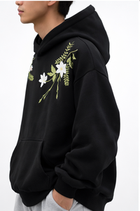 Sudadera con Capucha Extra Grande para Mujer, con Estampado Floral y Ramas Bordadas, de Felpa Premium, Estilo Casual Urbano para Invierno - Product Image 3