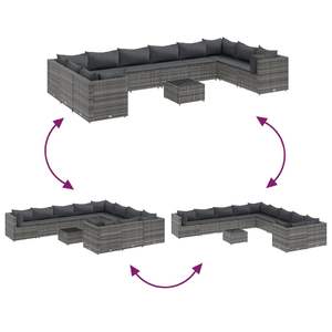 Ensemble de salon de jardin en rotin PE gris avec structure en acier thermolaqué et verre trempé pour les aménagements de jardin - Product Image 6