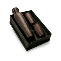 Juego de Regalo de Botella de Cobre Puro Martillado de Lujo, Gran Capacidad, Ecológico, Ayurvédico, Unisex, Apto para Agua Hirviendo, Anticorrosión