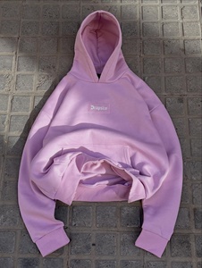 <b>Top</b> Selling Blank Custom Oversized Heavyweight <b>Fleece</b> Hoodie Pink Drop Shoulder Pullover Sweatshirt High Quality Boxy Fit - Product Image 4