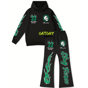 Conjunto Deportivo Personalizable con Estampado Puff, Sudadera con Capucha y Pantalones Deportivos, Ropa Deportiva Transpirable al por Mayor - Product Image 1