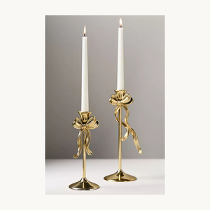 Vintage Metal Candlestick <b>Holder</b> With <b>Bow</b> Design Stylish Customized New Design Decorative Candle Stand New Arrival - Product Image 1