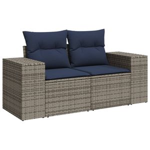 Juego de sofás de jardín de ratán sintético gris de 9 piezas con cojines - Product Image 3