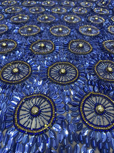 Nouvelle conception de robe de mariée en dentelle bleue et or 2026, tissu brodé fait main, sur mesure, fabriqué par un fabricant - Product Image 3