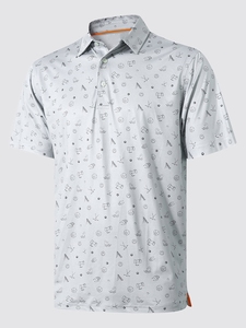 เสื้อโปโลแขนสั้นพิมพ์ลายสำหรับผู้ชาย SOSH4 ทรงปกติ ระบายอากาศได้ดี สวมใส่สบาย ผลิตจากผ้าโพลีเอสเตอร์ทอ ดีไซน์ลายพิมพ์ - Product Image 1
