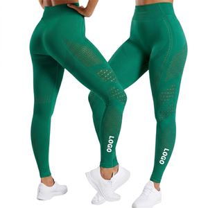 Pantalones de yoga de secado rápido para deporte, ropa deportiva, ropa activa para gimnasio, leggings de fitness de cintura alta de color sólido para mujer - Product Image 1