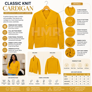 Cardigan en laine tricoté pour femme HMR Sisterhood Sorority, col en V, couleur jaune unie, service OEM, maille ouverte - Product Image 6