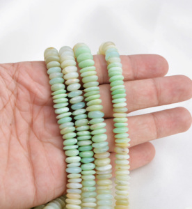 Perles d'opale bleue naturelle lisses Tyee, de 7 mm à 14 mm, perles d'opale bleue naturelle simples pour la fabrication de bijoux fins, pierres précieuses - Product Image 3