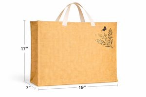 กระเป๋าผ้ากระสอบพิมพ์ลายดอกไม้แบบมินิมอล ดีไซน์รักษ์โลก ใช้ซ้ำได้ สำหรับใส่ของช้อปปิ้งหรือของชำ  รับสกรีนโลโก้ - Product Image 3