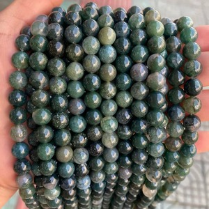 <b>Natural</b> <b>Stone</b> Smooth Moss Agate Round Gemstone Loose Beads DIY Bracelet for Jewelry Making - Product Image 5