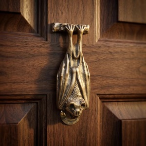 Timbre de Puerta en Forma de Murciélago de Bronce, Diseño Tradicional, Herraje para Puerta de Entrada, Acabado Duradero - Product Image 1