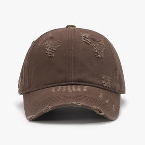 Custom Vintage Washed Distressed Cap Curved Brim Adjustable Dad <b>Hat</b> For Private Label Comfortable Fit Casual Style Ripped Cap - Product Image 5