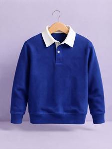 Custom Streetwear Cotton Blend Fleece <b>Sweatshirt</b> Contrast <b>White</b> Collar Casual Pullover Bulk Manufacturing Factory Supply - Product Image 4