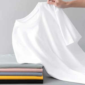 T-shirt unisexe en coton respirant de qualité supérieure, à manches courtes, couleur unie, classique et polyvalent, pour homme et femme, avec logo personnalisé OEM. - Product Image 3