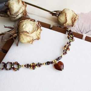 จี้หัวใจอาเกตสีน้ำตาล สร้อยคอประดับลูกปัดสไตล์โบโฮ สร้อยคอพลอยแบบเรียบง่าย สร้อยคอแบบเลเยอร์ - Product Image 3