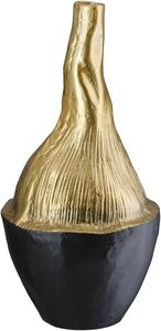 Jarrón Decorativo Contemporáneo de Metal Negro y Dorado para Mesa, Hecho a Mano, con Textura Geométrica y Diseño Decorativo - Product Image 4