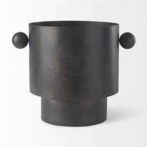 Vase à fleurs en métal blanc de luxe avec détail de boule dorée - Centre de table cylindrique moderne pour mariage et décoration d'hôtel - Product Image 2