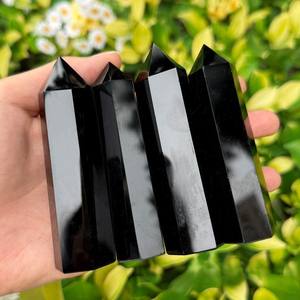 Hermosa Torre de Obsidiana Negra Natural de Primera Calidad, Cristal Pulido, Marca MUNTAHA AGATE, Tamaño 4-6 Pulgadas, Duradera - Product Image 1