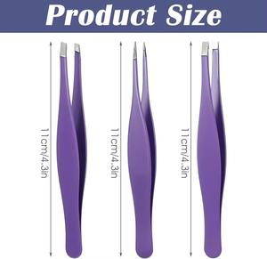 Purple Stainless Steel Eyelash Tweezers Set <b>Precision</b> <b>Tools</b> for Eyelash Extension Smooth Tip Design And Custom Logo - Product Image 2