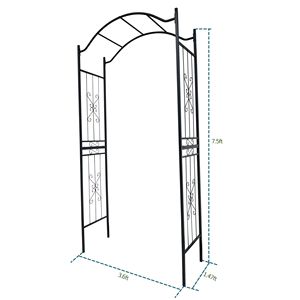 Arco da Giardino in Metallo Verniciato a Polvere Nera 3.6ft x 1.47ft, Supporto per Piante Rampicanti Altezza 7.5ft, Traliccio e Cancello per Esterni Nero - Product Image 5