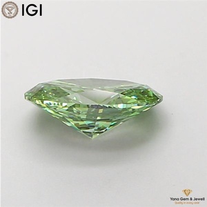 IGI Certificate CVD Lab Grown Diamond 1.00 CARAT Fancy Vivid <b>Green</b> Color VS1 Clarity OVAL Cut for Solitaire Ring Center - Product Image 5