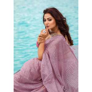 Sari de noche de diseñador para fiestas con trabajo de secuencia - Product Image 1