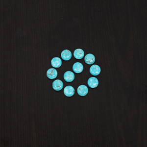 Pierre précieuse turquoise naturelle américaine d'Arizona, cabochon rond bleu, 4,0 carats, 6x6 mm, pour la fabrication de bijoux - Product Image 3