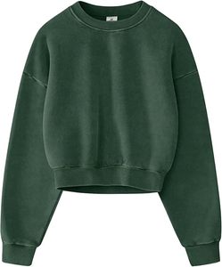 Customize Winter Vintage Oversized Acid Wash O-Neck Fleece Pullover Sweatshirt Badge 100% Cotton Printed 200g Short Fit - Product Image 5