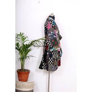 ชุดกิโมโนผ้าไหมหรูหราแบบแพทช์เวิร์ค งานแฮนด์เมดสไตล์โบฮีเมียน เสื้อคลุมกิโมโนสั้นสำหรับผู้หญิง ของขวัญสุดเพอร์เฟกต์ เสื้อคลุมฤดูร้อนน้ำหนักเบา - Product Image 5