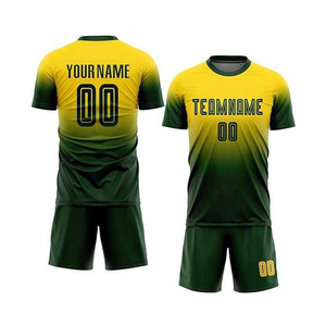 ชุดเสื้อฟุตบอลแบบซับลิเมชั่นสั่งทำพิเศษ เป็นมิตรกับสิ่งแวดล้อม ระบายอากาศได้ดี สำหรับผู้ชาย แขนสั้น คอวี สีเหลืองกรมท่าไล่เฉด ซับเหงื่อได้ดี - Product Image 2