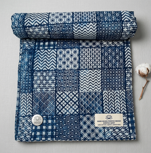 Cubrecama Kantha con Estampado a Mano, Tamaño Doble 90×108 Pulgadas, Colcha Tradicional India de Algodón, Reversible, Hecha a Mano, Estilo Bohemio - Product Image 4