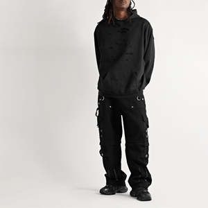 Sudadera con capucha de algodón grueso, estilo vintage, desgastada, extragrande, para hombre, con logotipo personalizado, sudaderas con capucha desgastadas para hombre. - Product Image 2