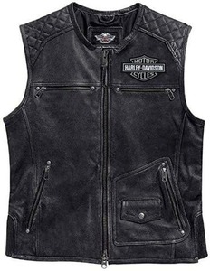 Chaleco de Motociclista de Cuero Genuino Negro Desgastado para Hombre, con Espacio Oculto para Armas - Product Image 1