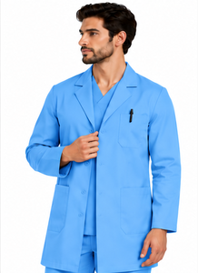 Blouse de laboratoire blanche en gros pour hommes, uniforme de médecin à manches longues, vêtement de travail médical respirant en polycoton, logo hôpital pharmacie - Product Image 6